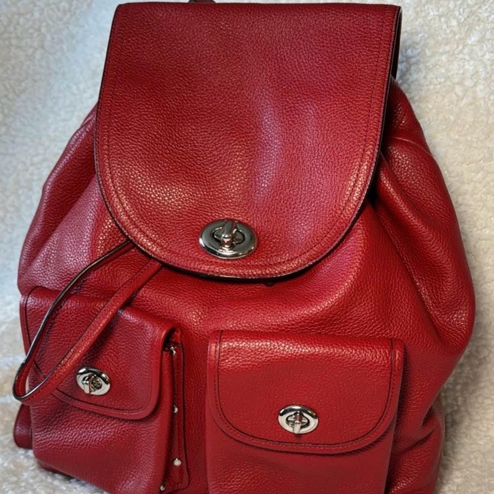 Coach Cherry Red Leather Backpack